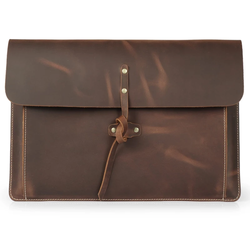 Londo Real Grain Leather MacBook Pro Case with Front Pocket & Flap Closure (Cinnamon, 15-16 Inches)