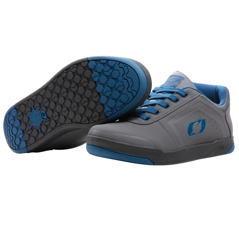 O'NEAL | Mountain Bike Shoes | MTB Downhill Freeride | Vegan | Balance Between Grip and Foot repositioning, Inner Joint Protection | Pinned Pro Flat Pedal V.22 Shoe | Adult | Grey Blue | 38
