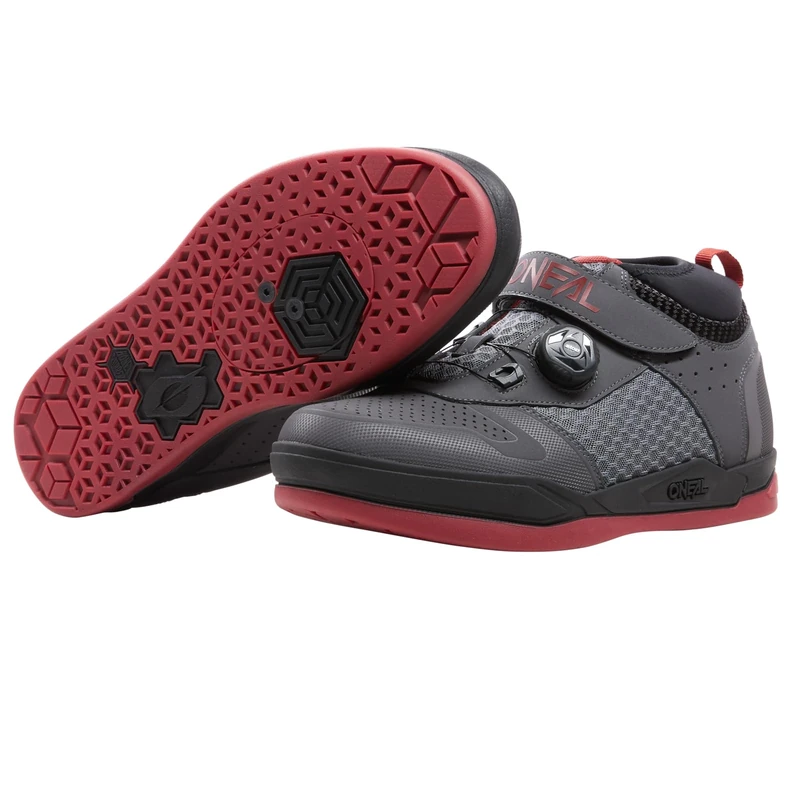 O'NEAL | Mountain Bike Shoes | MTB Downhill Freeride | Vegan | SPD Pedal Plate Compatible, Quick Lace System, Breathable | Session SPD V.22 Shoe | Adult | Grey Red | Size 37