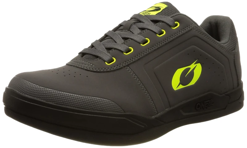 O'NEAL | Mountain Bike Shoes | MTB Downhill Freeride | Vegan | SPD Pedal Plate Compatible, Top: Durable and Lightweight PU, Breathable | Pinned SPD Shoe | Adult, Grey neon Yellow, 7 UK