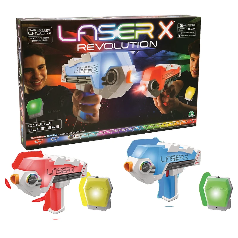 Giochi Preziosi - Laser X Revolution Blaster, Choose the Colour of your Team, Hit up to 90 meters, with 2 Blasters, 2 Receivers and Voice Coaches, for Children from 6 years old, LAE12000