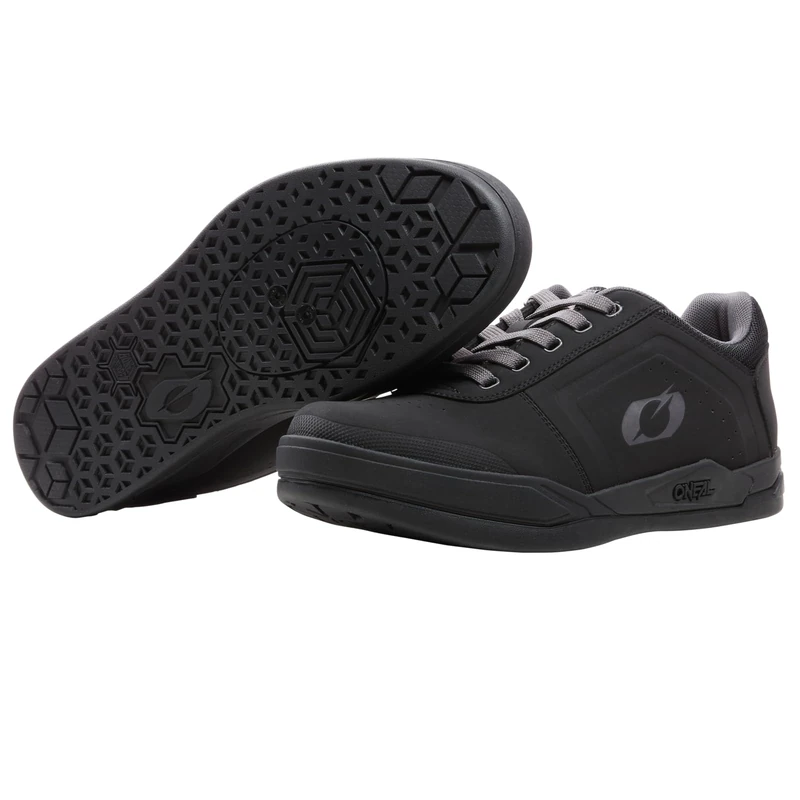 O'NEAL | Mountain Bike Shoes | MTB Downhill Freeride | Vegan | SPD Pedal Plate Compatible, Upper: Durable and Lightweight PU, Breathable | Pinned SPD V.22 Shoe | Adult | Black Grey | 41