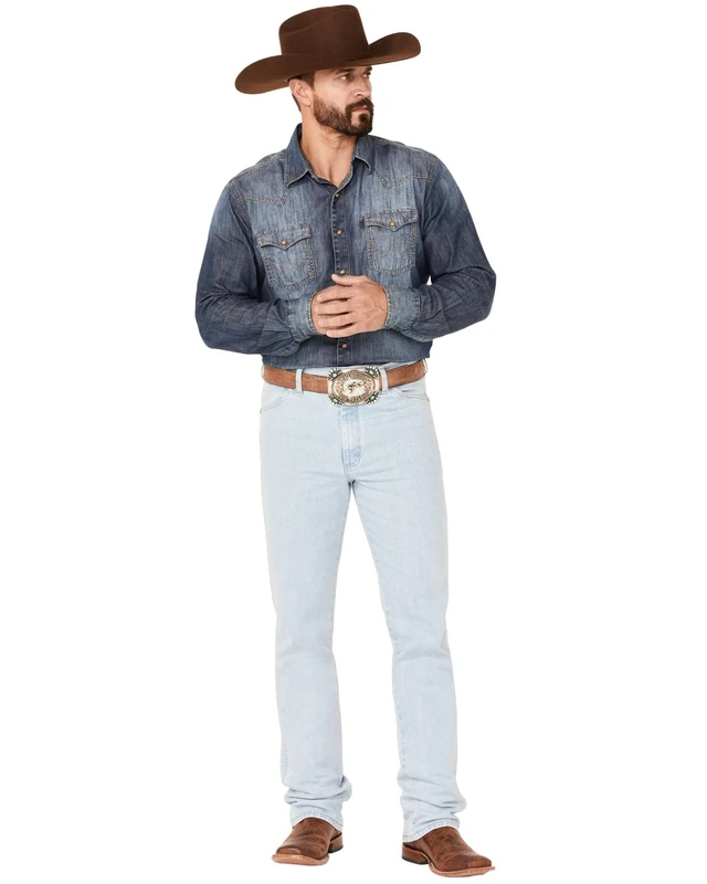 Wrangler Men's Cowboy Cut Active Flex Slim Fit Jean, Bleach, 35W x 32L