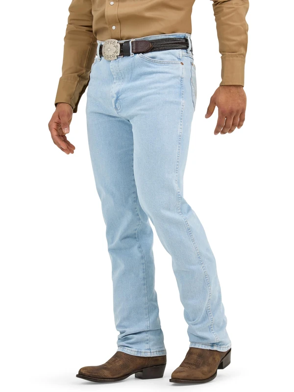 Wrangler Men's Cowboy Cut Active Flex Slim Fit Jean, Bleach, 38W x 30L