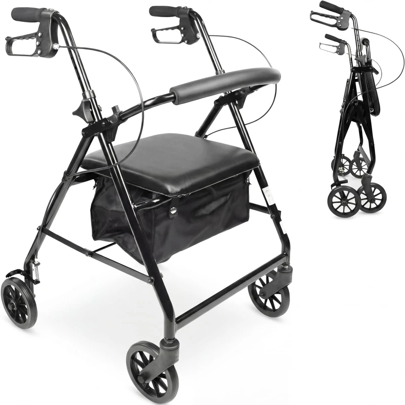 PEPE Mobility Walker with Seat and Wheels, Rollators 4 Wheel Folding Lightweight, Mobility Walking Frame Aid