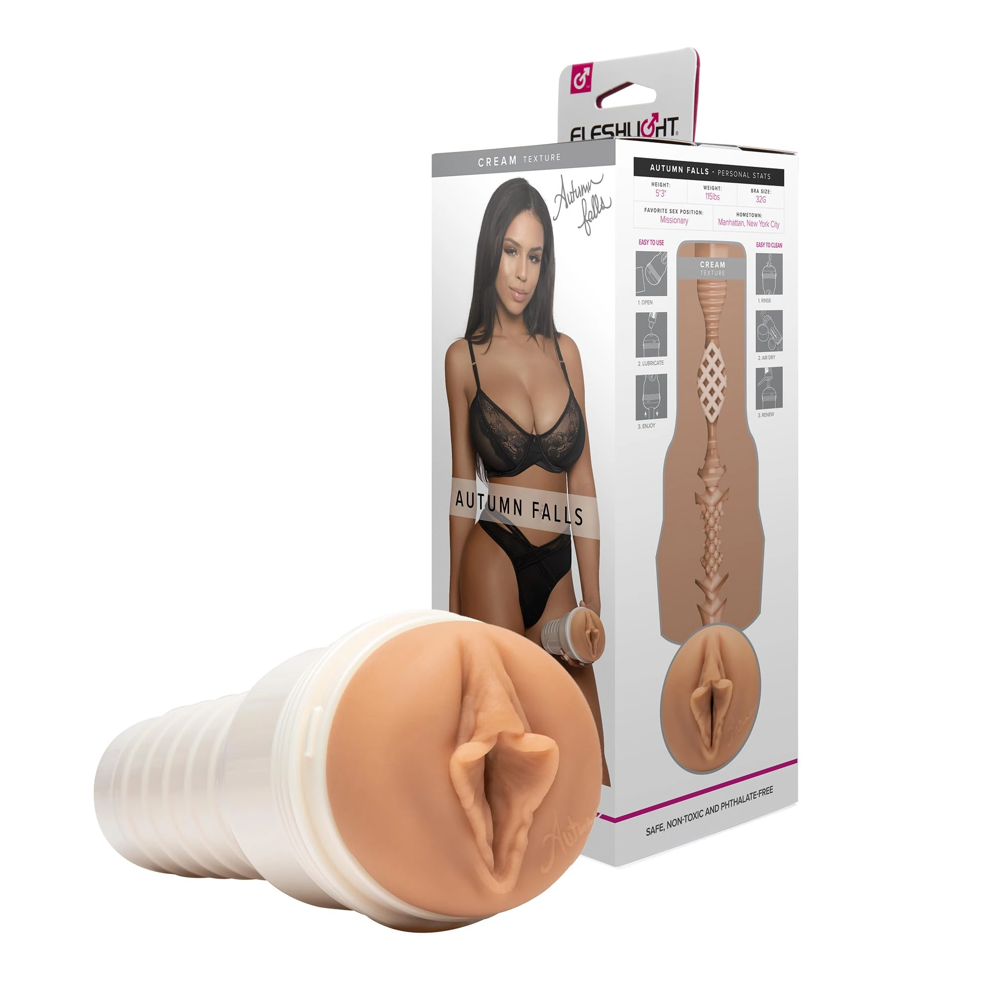Fleshlight Autumn Falls Men's Silicone Masturbator – Realistic SuperSkin Texture with Creamy Interior for Intense Pleasure