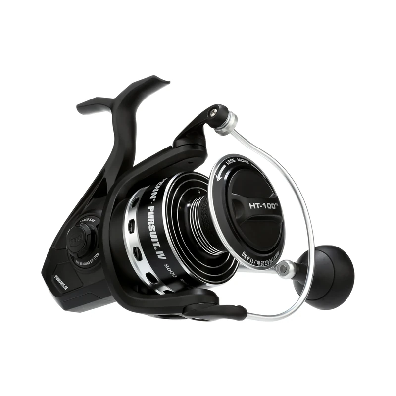 PENN Pursuit IV Spinning, Fishing Reel, Spinning Reels, Sea - Inshore Fishing, Spin Fishing, Jig, Lure Reel for All-Round Use, Boat, Kayak, Shore, Unisex, Black Silver, 8000