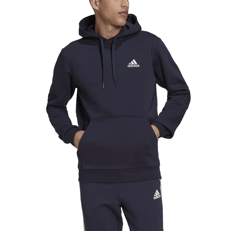 adidas Men's Essentials Fleece Hoodie, Legend Ink / White, M