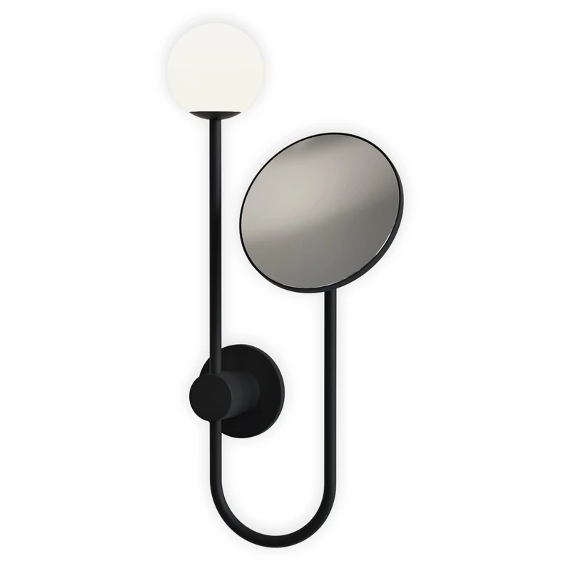 Astro Orb Bathroom Magnifying Mirror - IP44 Rated - (Matt Black), G9 Lamp, Designed in Britain - 1424003-3 Years Guarantee