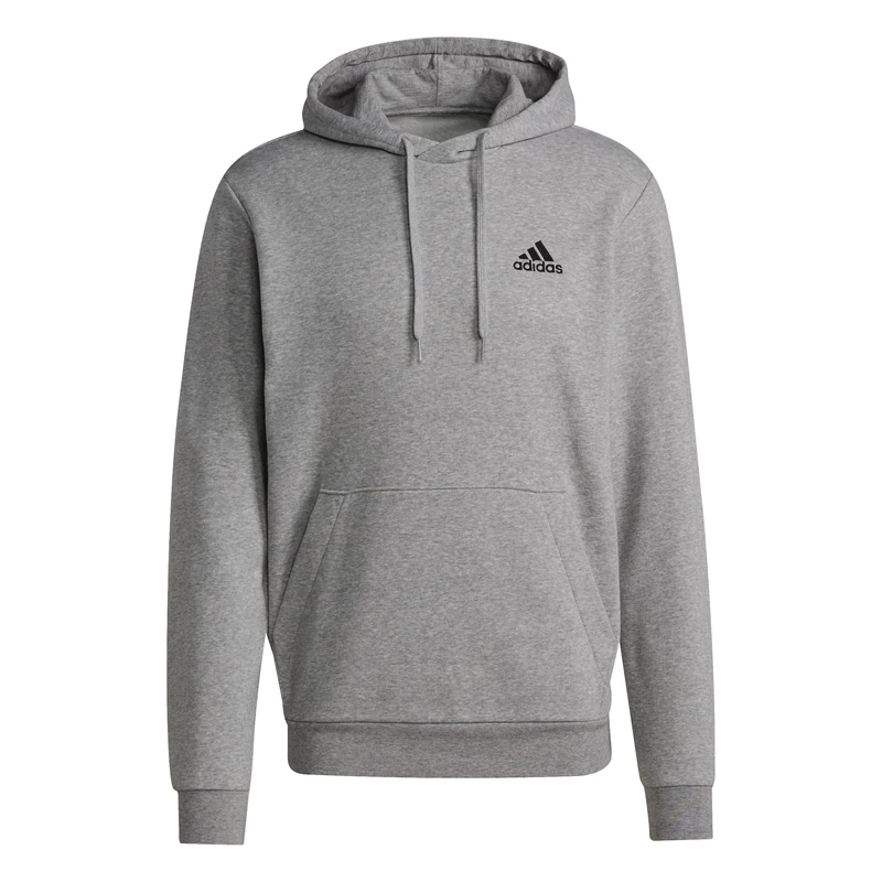 adidas Men's Essentials Fleece Hoodie, Medium Grey Heather / Black, XXL