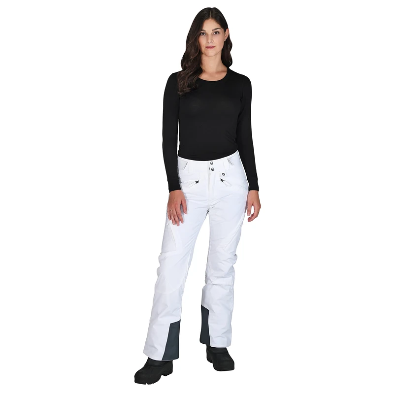 ARCTIX Women's Mountain Premium Mesh-Lined Snowboard Cargo Pants, White, Small Short