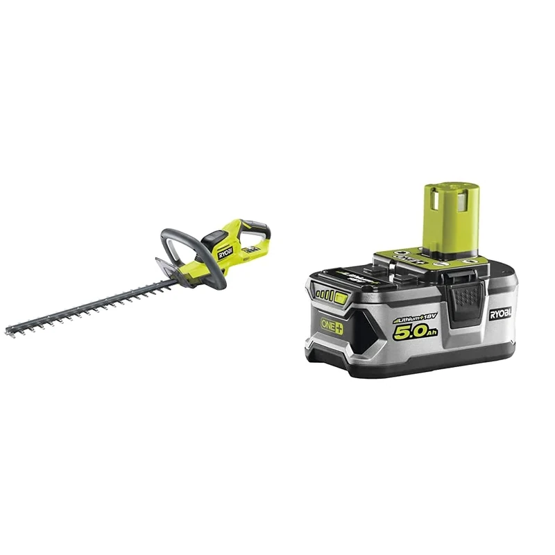 Ryobi OHT1845 18V ONE+ Cordless 45cm Hedge Trimmer (Body Only) & RB18L50 ONE+ Lithium+ 5.0Ah Battery, 18 V