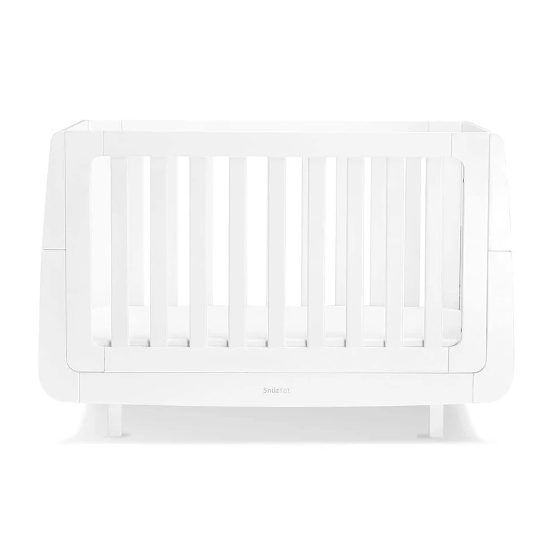 SnuzKot Mode Convertible Nursery Cot Bed - Baby Cot Bed with 3 Mattress Heights - Converts into Junior Toddler Bed with SnuzKot Extension Kit - White