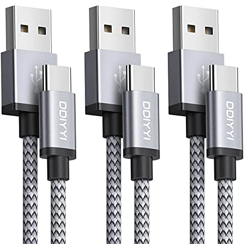 Long USB Type C Cable 10ft Fast Charging [3-Pack], DDIYYI USB to USB C Cable Nylon Braided Charger Cord Compatible with Samsung Galaxy S21 S20 S10e S10 S9 S8 Plus, Note 9 10 20 Ultra, A10e A20 A21 A50
