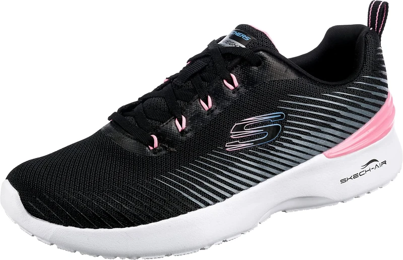 Skechers Women's Skech-Air Dynamight Luminosity Sneaker, Black Mesh/Pink Trim, 8 UK