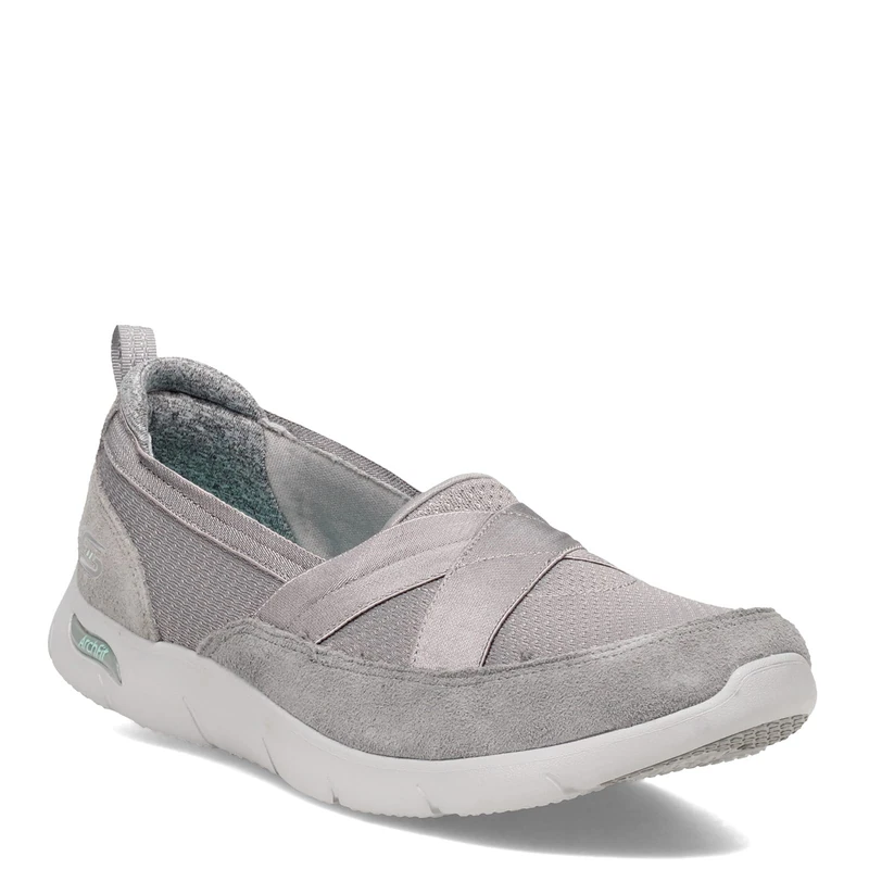 Skechers Women's Sneaker, Gray Engineered Knit Light Blue Trim, 8 UK