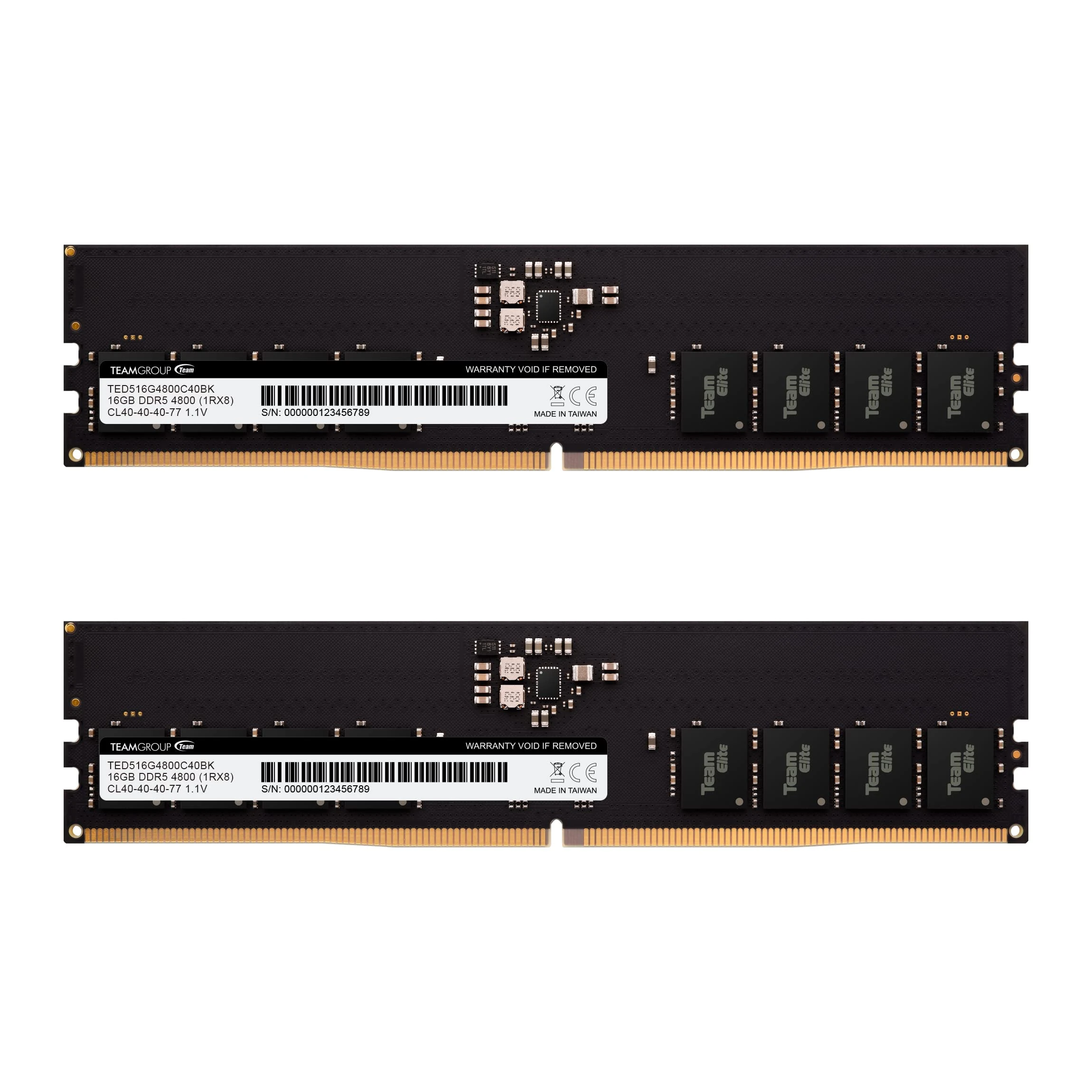 TEAMGROUP Elite DDR5 PC5-38400 CL40 1.1V UDIMM 288-Pin ECC Unbuffered Desktop RAM Memory Kit (TED532G4800C40DC01)