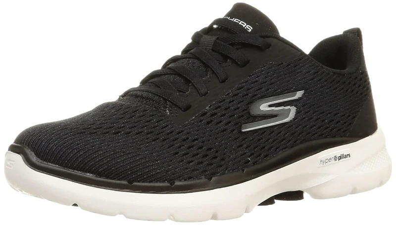 Skechers Women's Go Walk 6 Bold Vision Shoes, Black Textile Trim, 5 UK