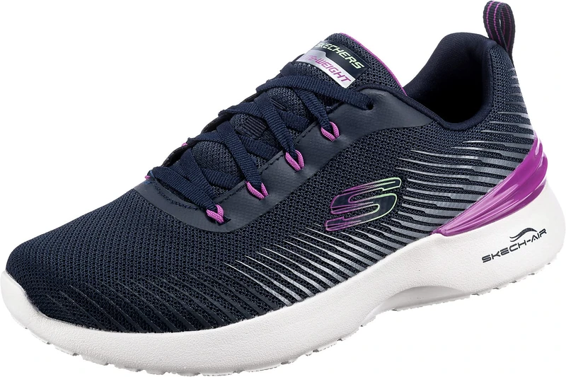 Skechers Women's 149669 Sneaker, Navy Mesh/Purple Trim, 7 UK