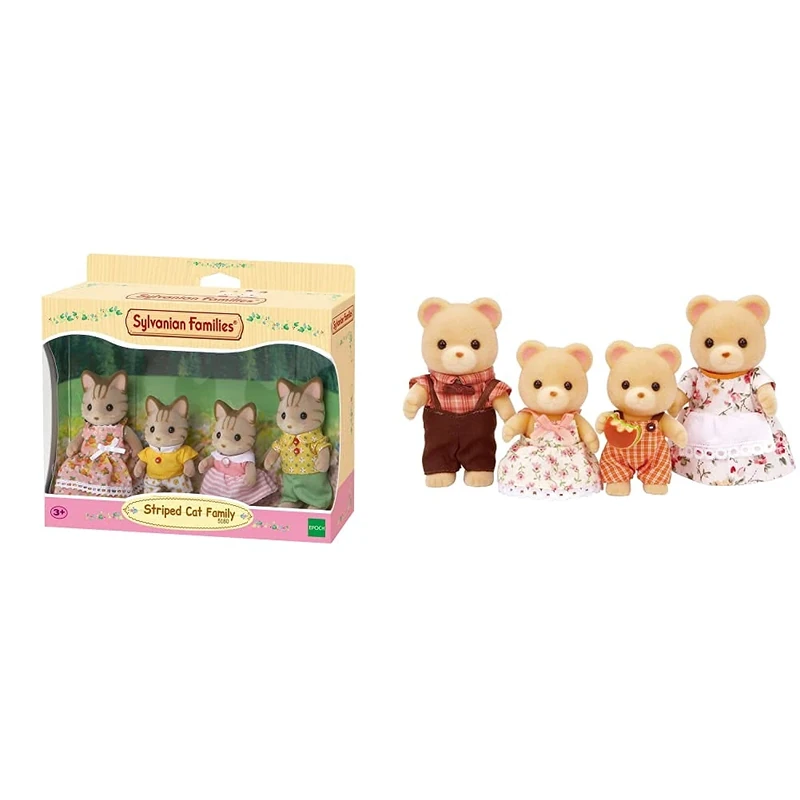 Sylvanian Families - Striped Cat Family & Bear Family