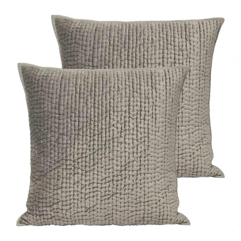 Paoletti Brooklands Twin Pack Feather Filled Cushions, Silver, 55 x 55cm