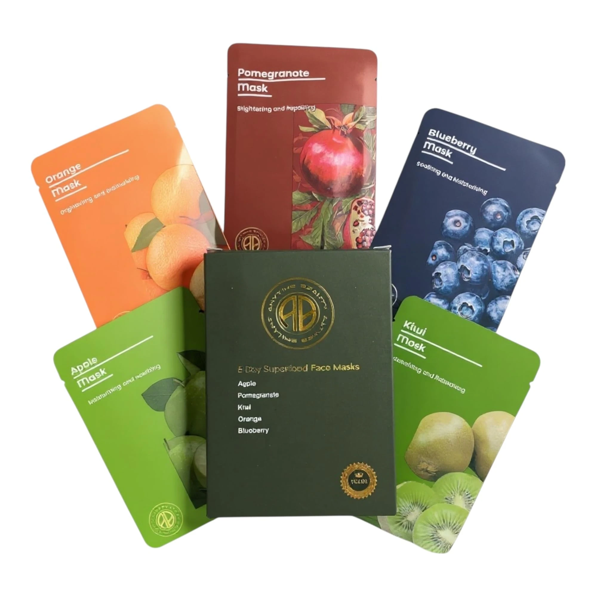 Anytime Beauty Luxury Hydrating & moisturising face sheet masks - Pack of 5 superfood Gel masks - Vegan Korean skincare inspired, Collagen-Boosting Gift Set for Glowing, Radiant Skin.