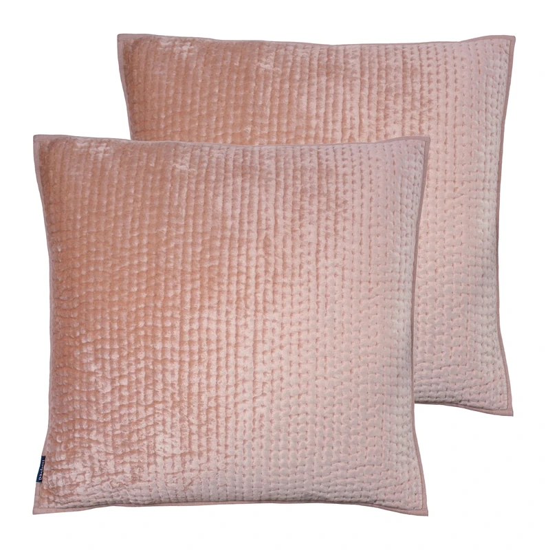Paoletti Brooklands Feather Filled Cushions (Twin Pack), Viscose, Cotton, Blush