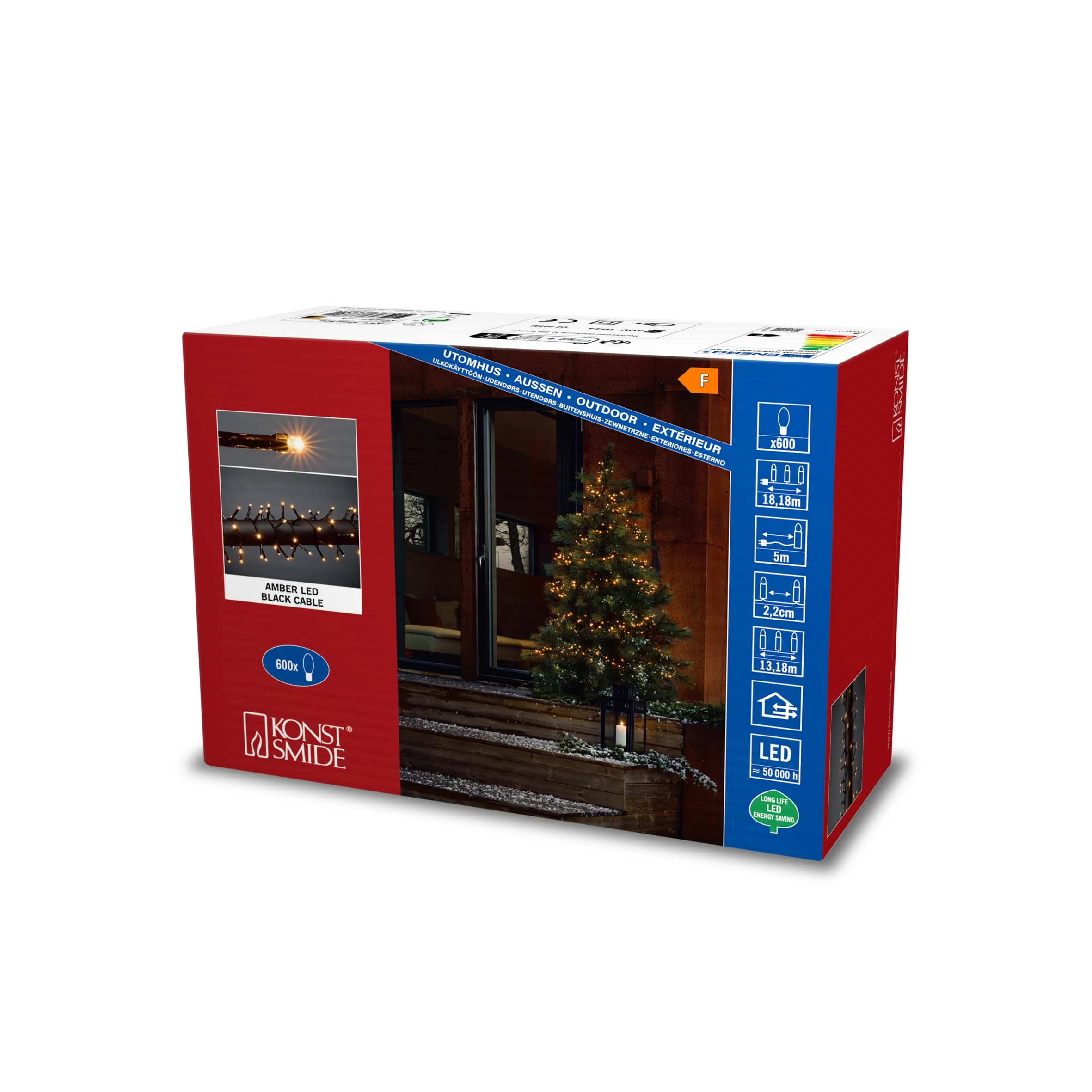 Konstsmide LED Fairy Lights - Indoor/Outdoor Use - 600 String Lights for Christmas Decorations - Plug-In Powered