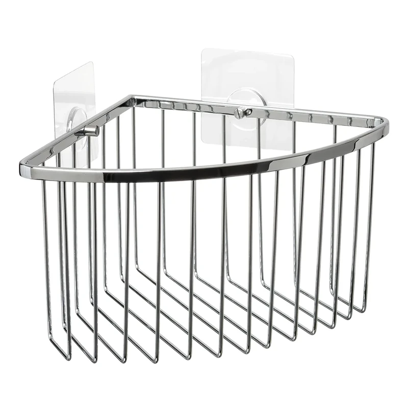 TATAY Shower Shelf No Drilling Brass | Includes Screws and Quick Fix Mounting System | Supports 5 kg | Moisture Resistant | Corner Shower Shelf with Easy Drainage | 20 x 13.5 x 20 cm - Krom Model