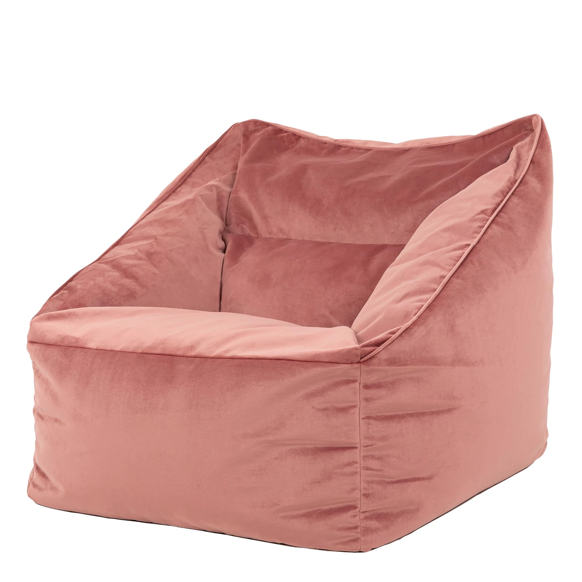 icon Natalia Velvet Bean Bag Chair, Dusk Pink, Large Adult Bean Bag with Filling Included, Accent Chair, Armchair, Living Room Furniture, Bedroom Furniture