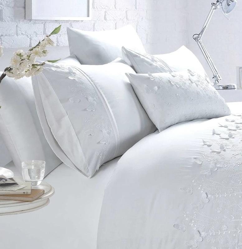 Rapport Home Papillon Duvet Set, Polycotton, White, King