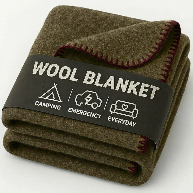 JMR 62x80 Military Wool Blanket for Emergency,Camping & Everyday Use (Olive Green) (Olive Green, 62X80)