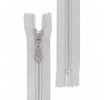 Spiral Zip '3B COM' 25 cm Lurex Silver