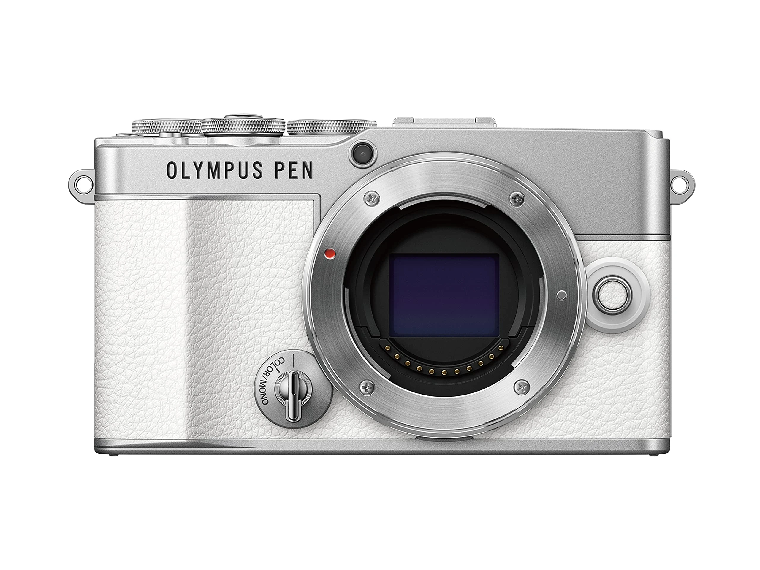 Olympus PEN E-P7 Micro Four Thirds System Camera, 20 MP Sensor, 5-axis in body image stabilisation, tilt and HD LCD, 4K Video, Wi-Fi, color and monochrome profile control, white