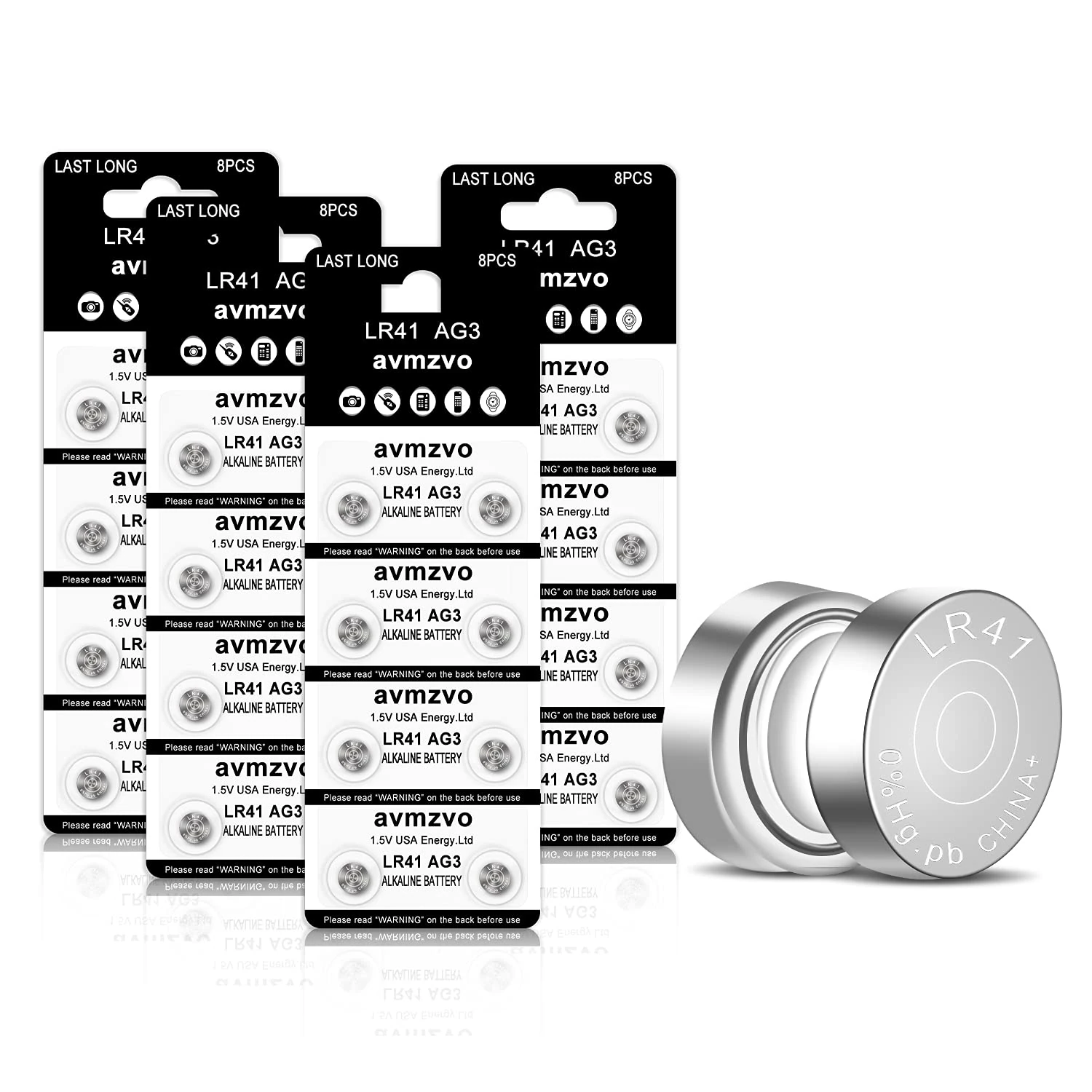 Avmzvo LR41 Battery AG3 392 384 192 Batteries 1.5V Button Coin Cell Batteries 3-Year Warranty