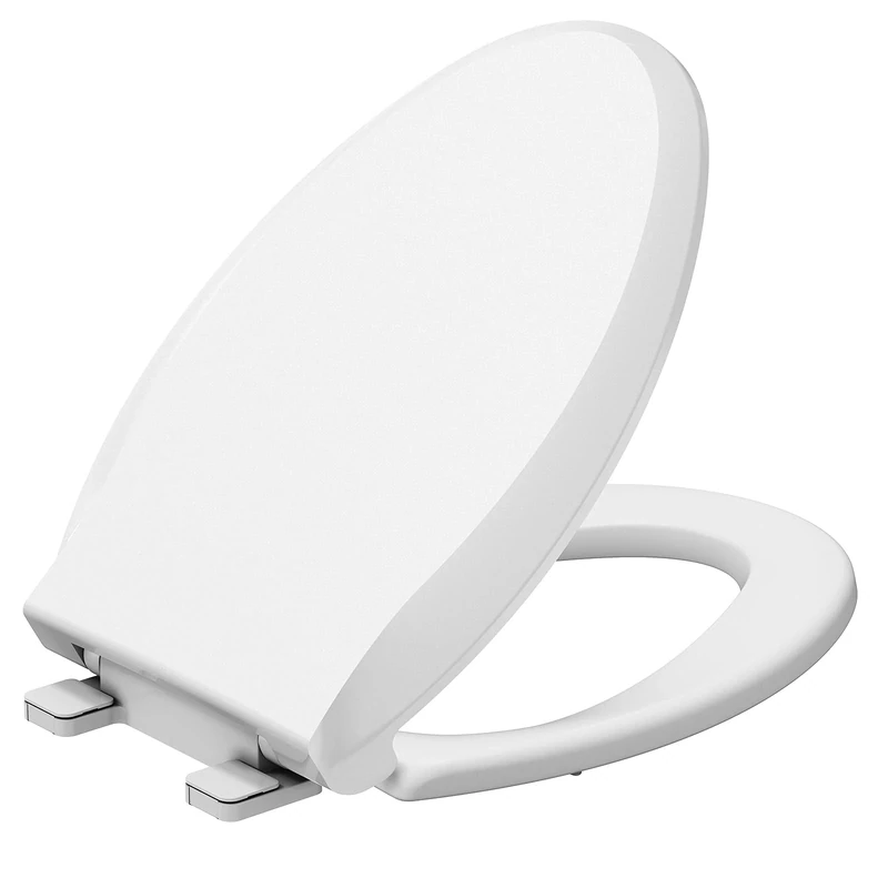Toilet Seat, Elongated Toilet Seat with Slow Soft Close, Durable Toilet Seat Elongated, Never Loosens, Easy Clean and Install, White Toilet Seat Fit for Elongated Toilets
