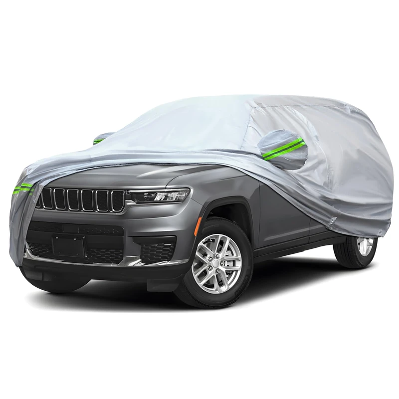 KEYOOG 6-Layer Full Car Cover is All-Weather Waterproof, Universal in All Seasons, Snow Prevention, Rainproof, Acid Rainproof, Sunscreen, Ultraviolet-Proof, Applicable to SUV and MPV (201"-211")