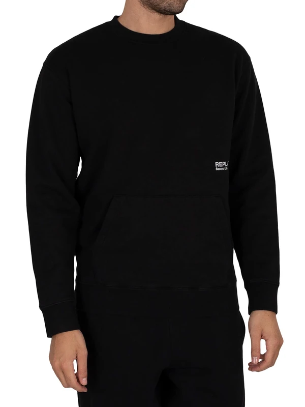 REPLAY Men's M6054 .000.23040P Sweatshirt, 098 Black, S