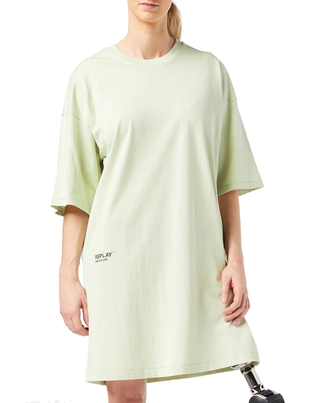 REPLAY Women's W3629 .000.23188P Casual Dress, 838 Cool Mint, L