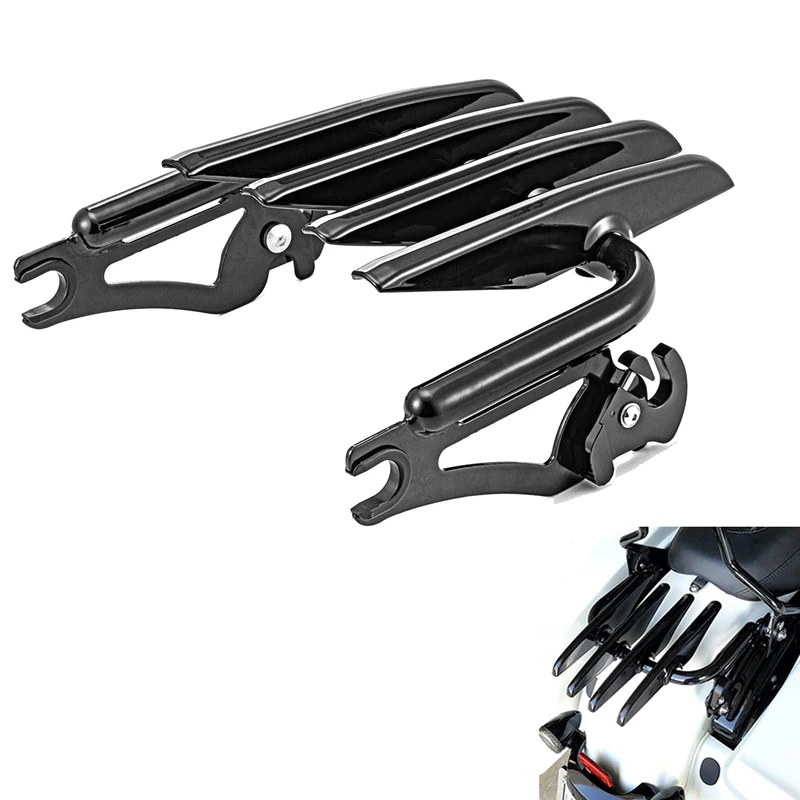 Mofun Detachable Gloss Black Stealth Style Luggage Rack Compatible with 2009-2021 Harley Touring Road King Electra Road Street Glide
