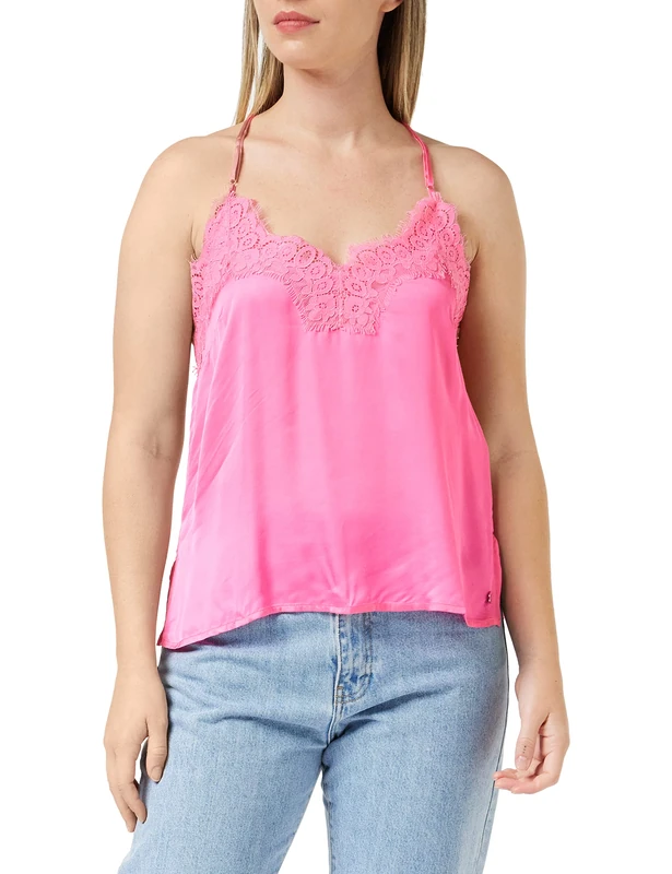 REPLAY Women's W2069 Blouse, 363 Bright Fuchsia, XS