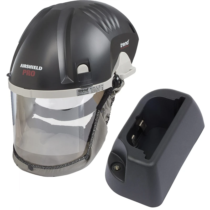 Trend Airshield Pro Full Face Shield w/ Battery Cradle Bundle - Complete Dust Protection and Recharging Solution, AIR/PRO/D3