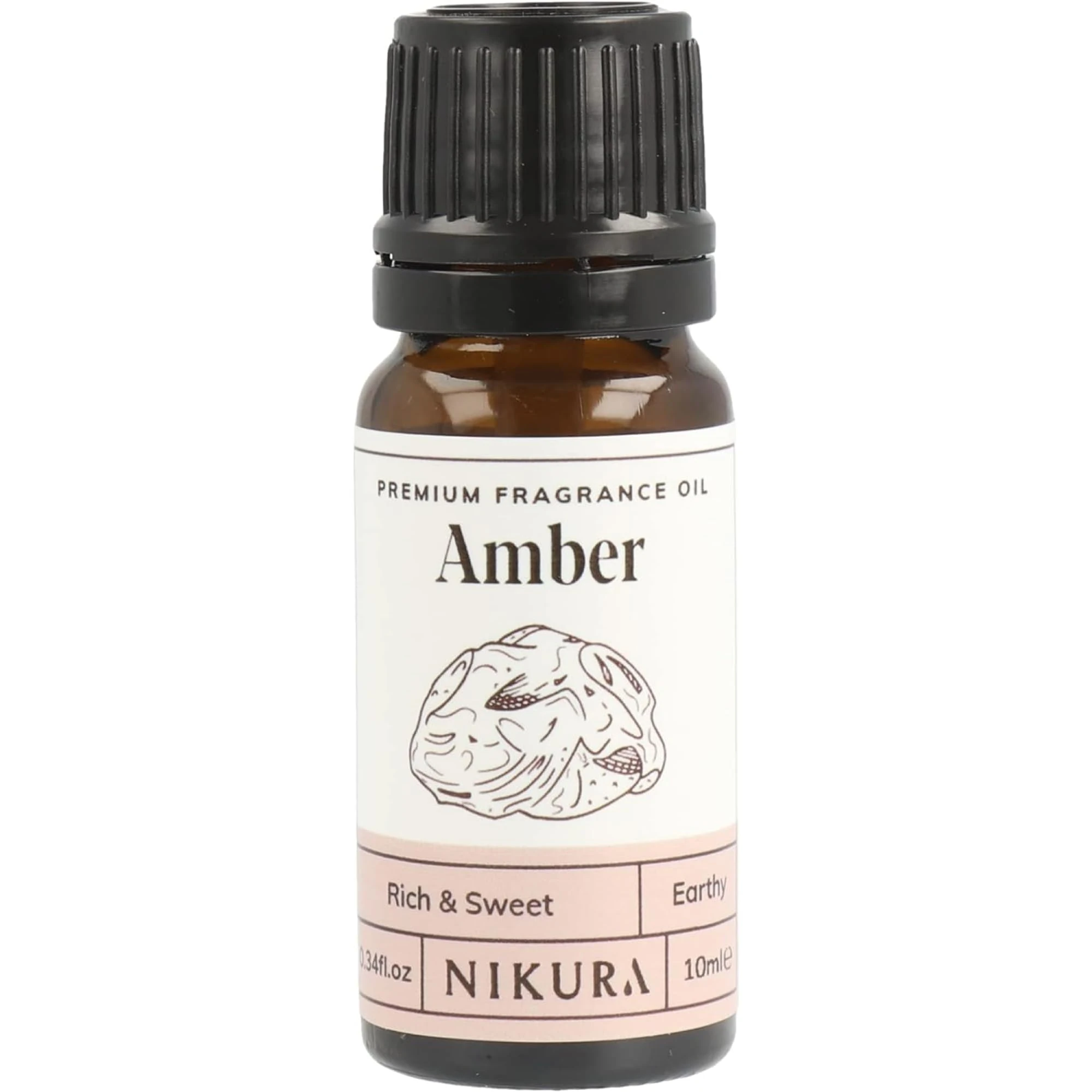 Nikura Amber Fragrance Oil - 10ml | Perfect for Soap Making, Candle Making, Wax Melts, Diffuser | Great for use in Bath Bombs, Perfume Oil, Perfume Scents, Potpourri | Vegan & UK Made