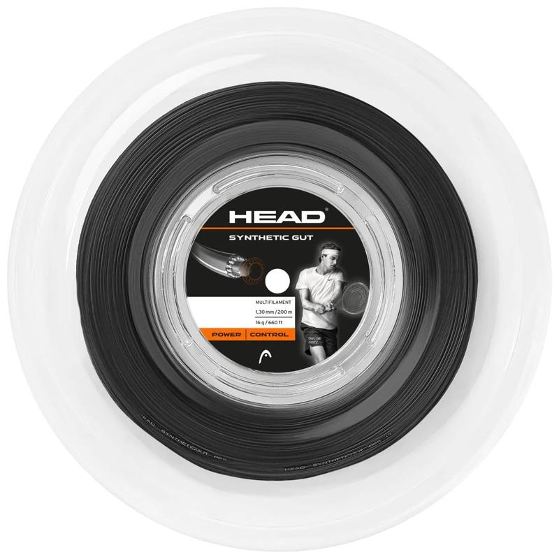HEAD Synthetic Gut Tennis String 200m Reel, 17 Gauge, Black,