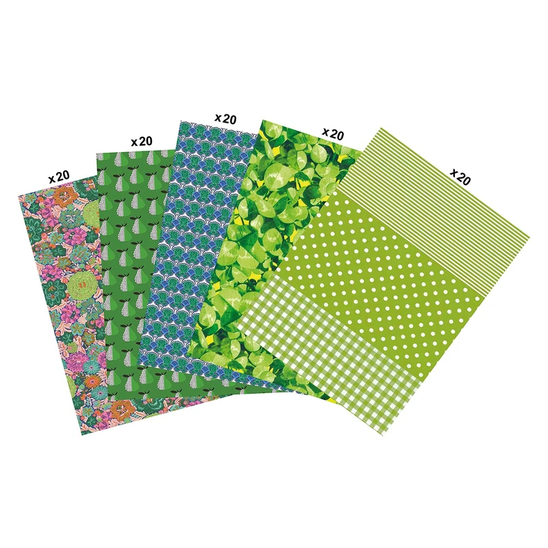 Décopatch - Ref MP012C - Pack of 100 Sheets of Décopatch Paper - Each Sheet is 30 x 40cm, 5 Designs Included (20 sheets of each) - Suitable for Wood, Metal, Plastic & More - Green