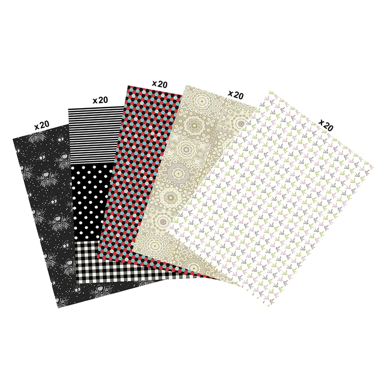 Décopatch - Ref MP013C - Pack of 100 Sheets of Décopatch Paper - Each Sheet is 30 x 40cm, 5 Designs Included (20 sheets of each) - Suitable for Wood, Metal, Plastic & More - White