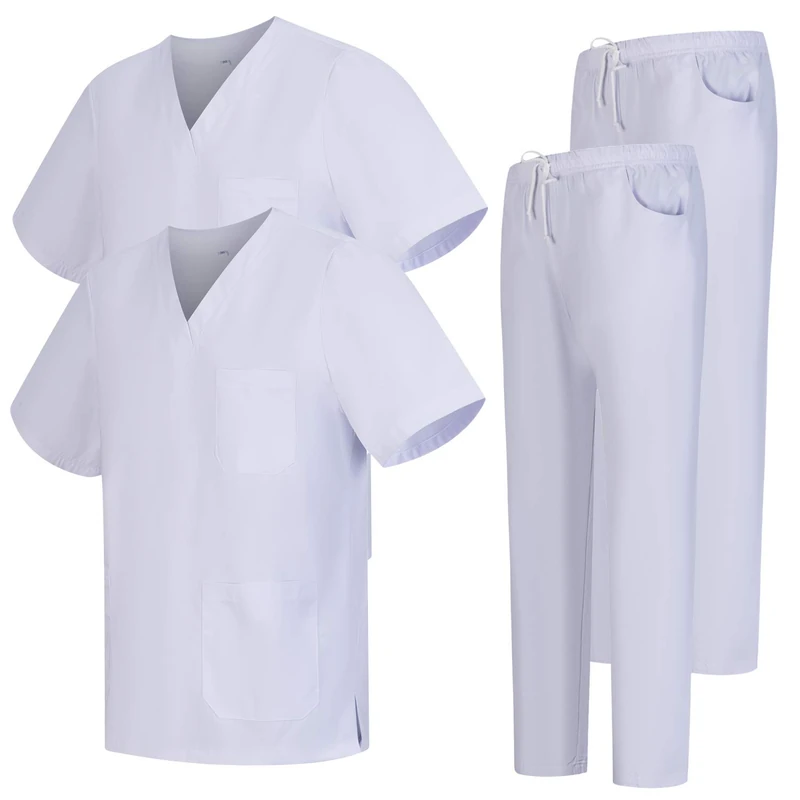 MISEMIYA - Pack * 2 Pcs - Uniforms Unisex Scrub Set – Medical Uniform with Scrub Top and Pants - Ref.2-8178 - Large, White 68
