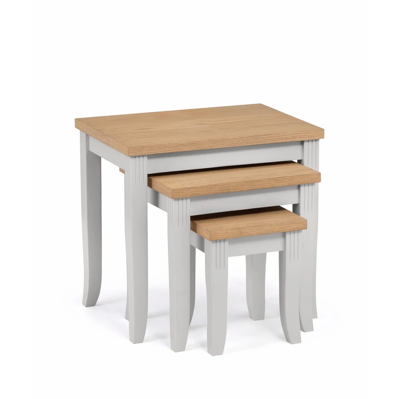 Julian Bowen Davenport Nest of Tables, Oak & Elephant Grey, 55 x 40 cm Oak and Grey , DAV205