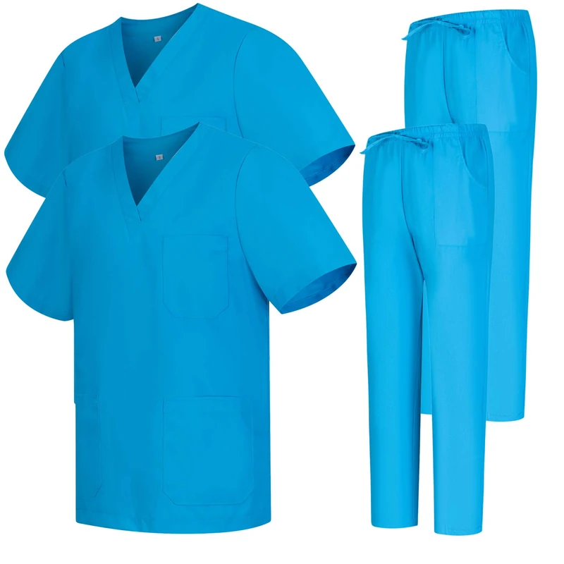 MISEMIYA - Pack * 2 Pcs - Uniforms Unisex Scrub Set – Medical Uniform with Scrub Top and Pants - Ref.2-8178 - Small, Light Blue 68