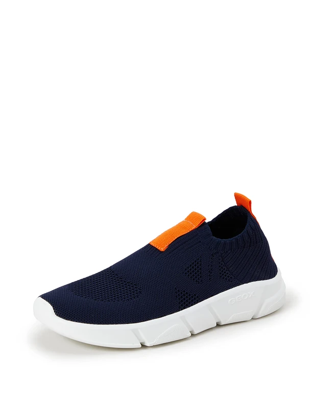 Geox Boys J Aril Boy Sneakers, Navy Orange, 3 UK